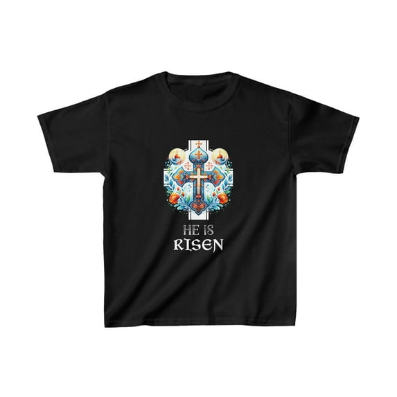 He Is Risen Cross Jesus Easter Christian Religious Men Teens Girls Tshirts