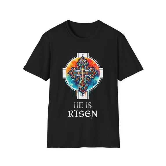 He Is Risen Cross Jesus Easter Christian Religious Men Teens Mens T Shirt