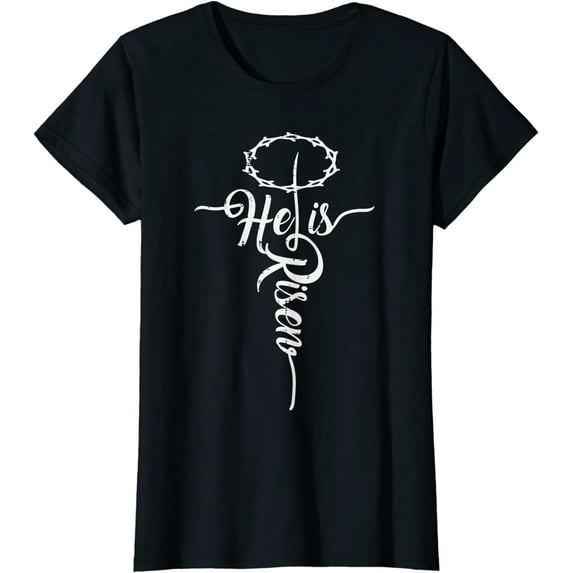 He Is Risen Cross Jesus Religious Christians Women T-Shirt