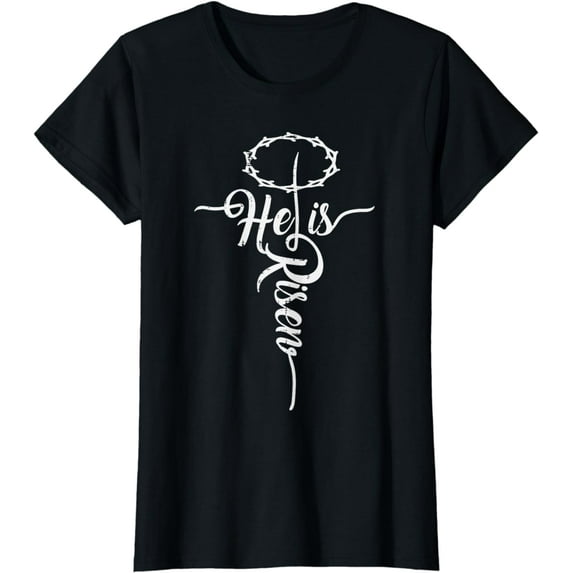 He Is Risen Cross Jesus Religious Easter Day Christians T-Shirt