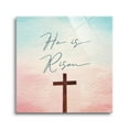 thumbnail image 1 of He Is Risen Cross Pink Fade Blue 8 x 8 Glass Wall Hanging Sign, 1 of 4