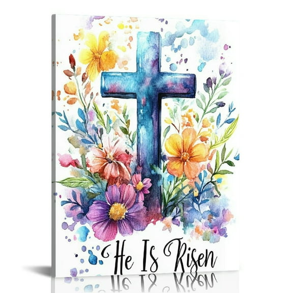 He Is Risen Decor, Christian Easter Decorations Poster Print Framed Canvas Painting Artwork Christian wall art For Home Room Office Decor