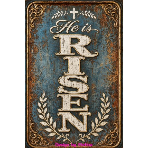 He Is Risen Easter Bible Metal Tin Sign 8x12 Religious Decor