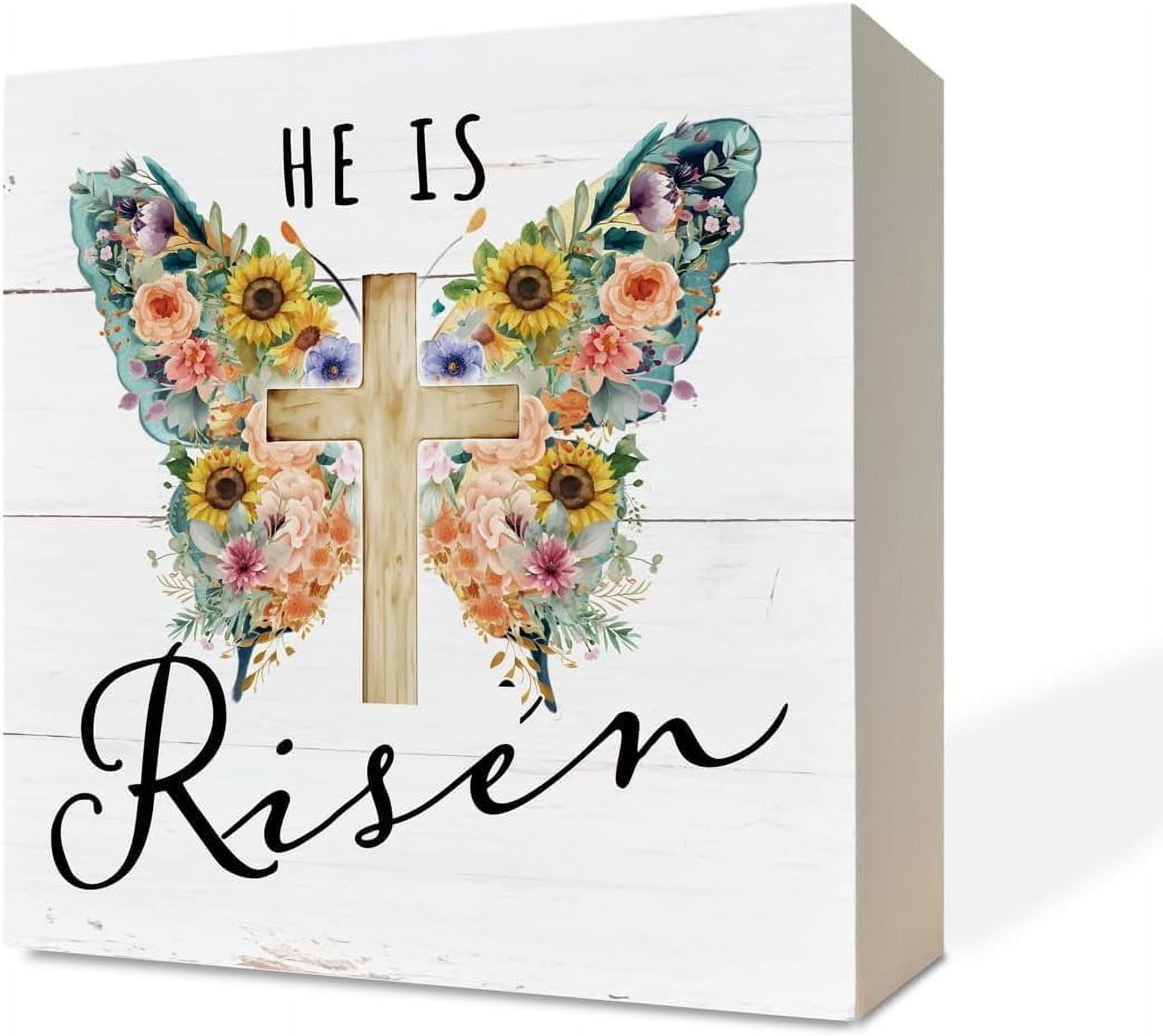 He Is Risen Easter Decor Sign Wooden Box Sign Desk Decor White Wood Box ...