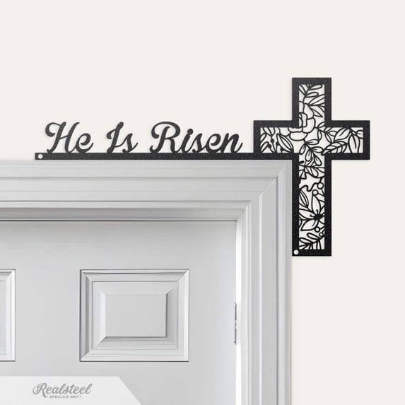 He Is Risen Easter Door Corner Decor – Christian Holiday Wall Accent (B-13x24)