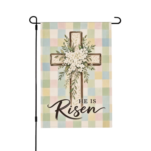 He Is Risen Easter Garden Flag Double Sided Christian Religious Outdoor Flag for Home Front Door Yard Decor 12x18 in