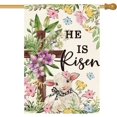 thumbnail image 1 of He Is Risen Easter House Flag 28x40 Inch Double Sided Outside, Lamb Flowers Cross Yard Outdoor Decoration, 1 of 6