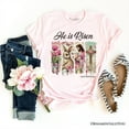 thumbnail image 1 of He Is Risen Easter Jesus T-Shirt, Matthew 28:6 Christian Tee for Believers, 1 of 8