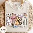 thumbnail image 1 of He Is Risen Easter Shirt Christian Bible Verse Matthew 28:6 Religious Faith Graphic Tee, 1 of 7