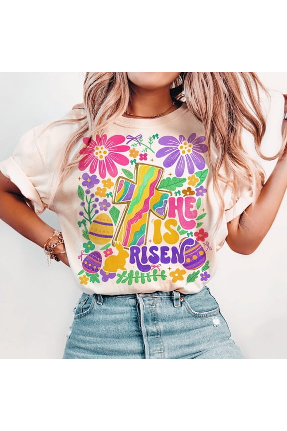 He Is Risen Easter Shirt, Retro Easter Jesus, Matthew 28:6 Bible Verse, Christian Easter Brushstroke, Easter Bunny Shirt