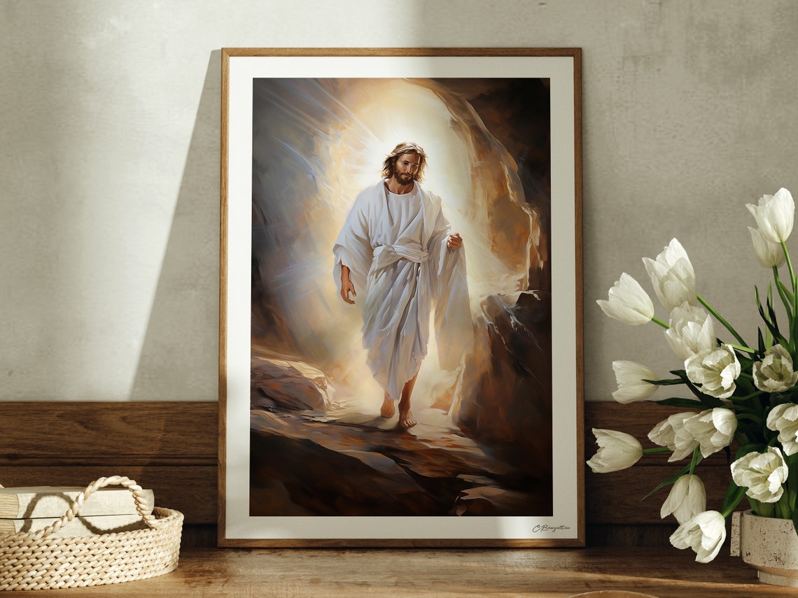 He Is Risen Handmade Fine Art Print Jesus Christ Portrait Painting God ...