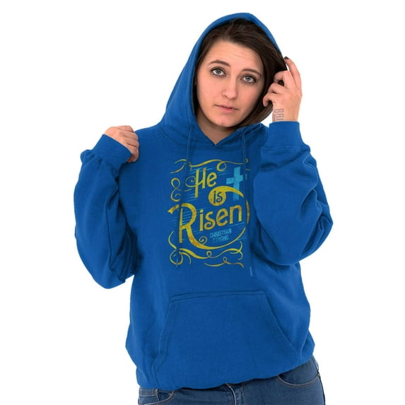 He Is Risen Jesus Christ Christian Women Plus Size Graphic Pullover Hoodie Brisco Brands 3X
