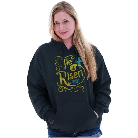 He Is Risen Jesus Christ Christian Women Plus Size Graphic Pullover Hoodie Brisco Brands 3X