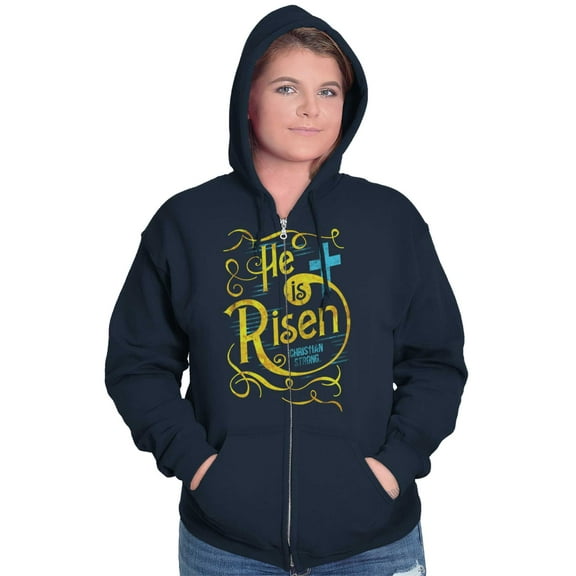 He Is Risen Jesus Christ Christian Zip Hoodie Sweatshirt Women Brisco Brands S