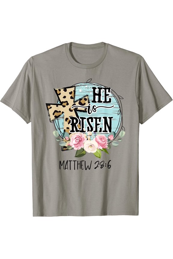 He Is Risen Jesus Christian Happy Egg Day Floral Wreath Shirt SPORT GREY Unisex S-5XL
