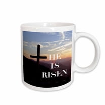 3drose, He Is Risen on a Photo of the Cross at Pretty Place at Sunrise., 11oz Mug