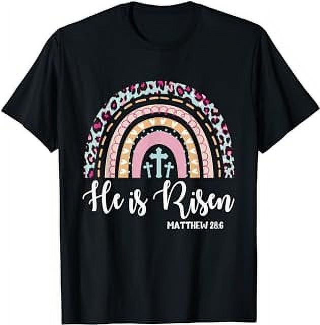 He Is Risen Rainbow Leopard Happy Easter Day Christian Jesus T-Shirt ...