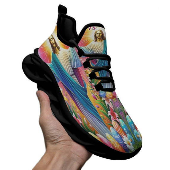 He Is Risen Resurrection of Jesus Easter Day Shoes Sneakers Black Size 12
