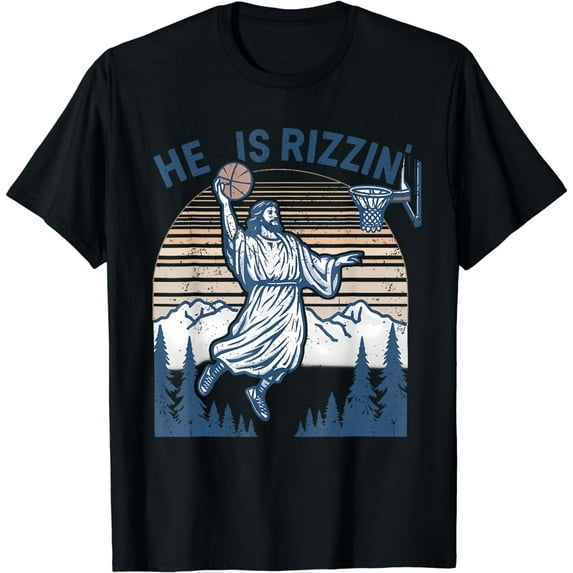 He Is Risen Rizzin' Easter Jesus Christian Faith Basketball T-Shirt