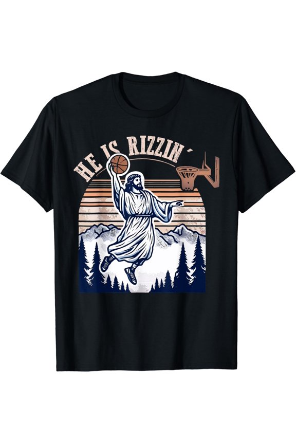 He Is Risen-Rizzin' Egg Day Jesus Christian Faith Basketball Shirt BLACK Unisex S-5XL
