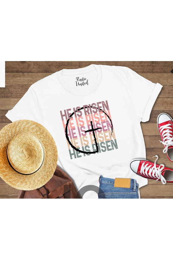 He Is Risen Shirt Easter Christian Tshirt Trendy Faith Cross Shirt Gift For Jesus Lover