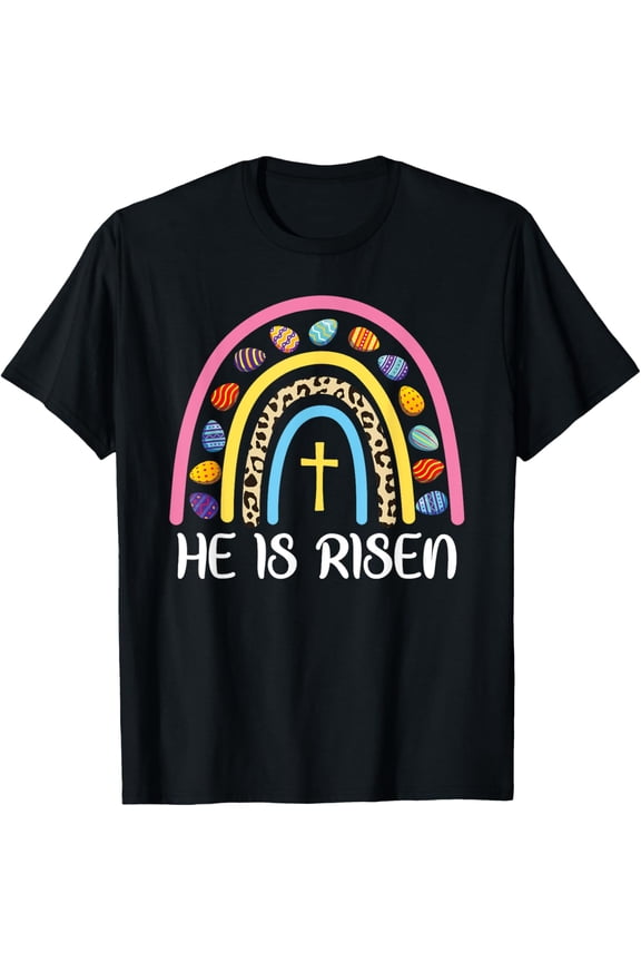 He Is Risen Shirt for Women Girls Christian Happy Easter T-Shirt