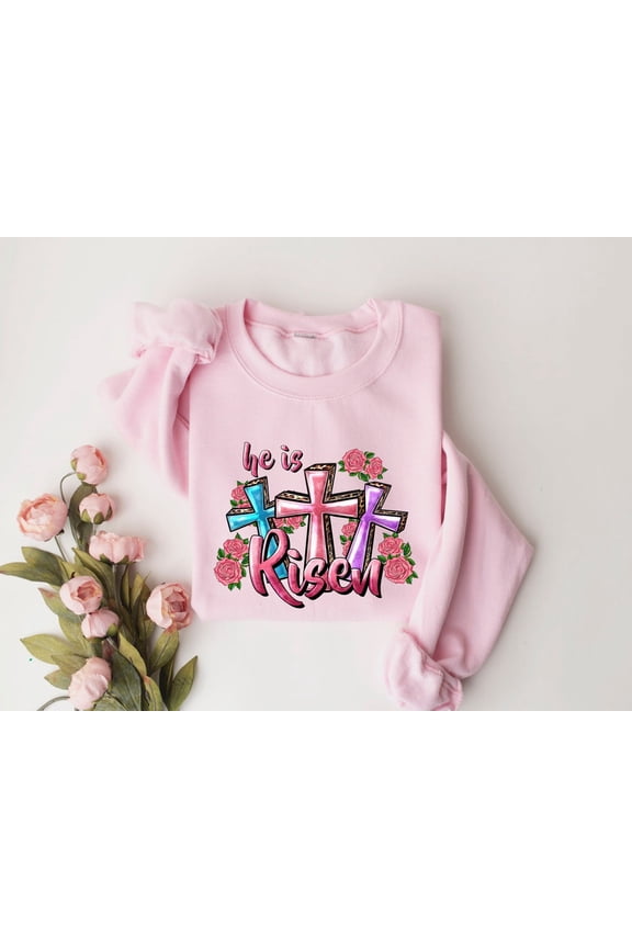 He Is Risen Sweatshirt, Easter Sweatshirt, Christian Apparel, Religious Shirt, Bible Verse sweatshirt, , Religious Easter Tee, Jesus Clothes