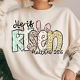 thumbnail image 1 of He Is Risen Sweatshirt, Matthew 28:6 Retro Easter Pullover, Christian Bible Verse Easter Shirt, Faith-Based Spring Religious Sweater, 1 of 5