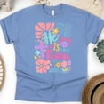 thumbnail image 1 of He Is Risen T-Shirt | Colorful Cross and Flowers Christian Graphic Tee, CarolinaBlue, Size 3XL, 1 of 6
