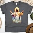 thumbnail image 1 of He Is Risen T-Shirt | Faith Quote T-Shirt | Risen Jesus Christian T-Shirt for Men and Women, Dark Heather, Size M, 1 of 6