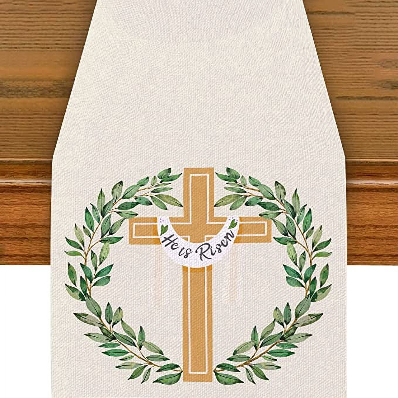 He Is Risen Table Runner Easter Resurrection Christian Cross Spring ...
