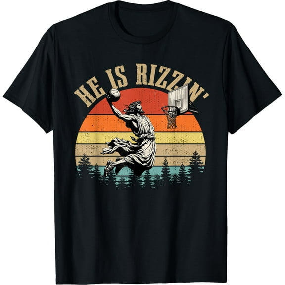 He Is Rizzin' Easter Jesus Christian Basketball Good Friday T-Shirt