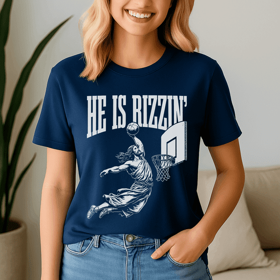 He Is Rizzin Funny Jesus Basketball Meme Easter Christian Shirt, Jesus Shirt, Easter Shirt, Christian Easter TShirt,He Has Rizzen Tee