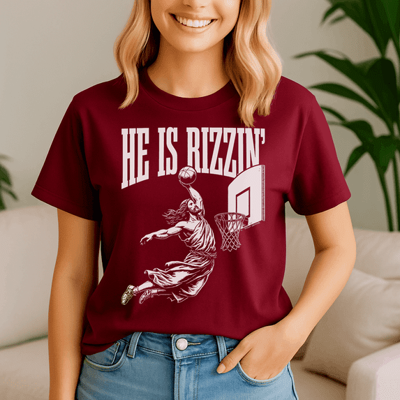 He Is Rizzin Funny Jesus Basketball Meme Easter Christian Shirt, Jesus Shirt, Easter Shirt, Christian Easter TShirt,He Has Rizzen Tee