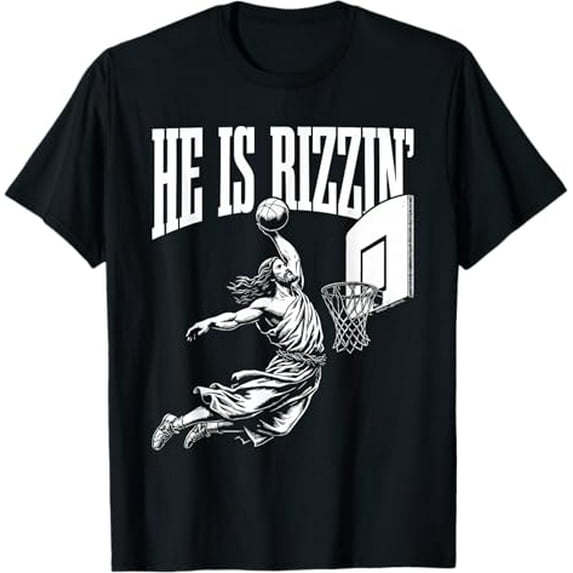 He Is Rizzin Funny Jesus Basketball Meme Easter Christian T-Shirt