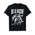 thumbnail image 1 of He Is Rizzin Funny Jesus Skateboard Meme T-Shirt, 1 of 5