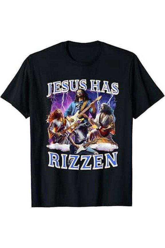 He Is Rizzin Jesus Rocks On Electric Guitar Jesus Has Rizzen T-Shirt Unisex S To 5XL