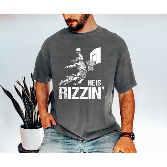 He Is Rizzin T-Shirt: Funny Christian Graphic Tee, Egg Day Basket Shirt