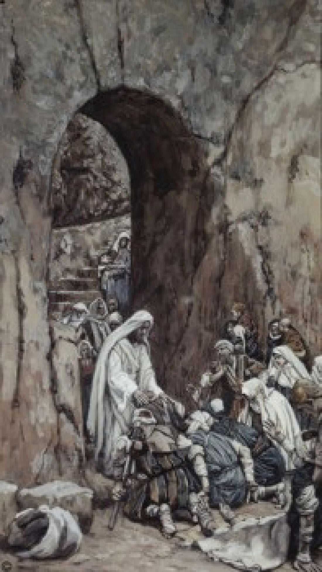 He Laid His Hands Upon the Sick James Tissot (1836-1902French) Canvas Art - James Tissot (24 x 36)