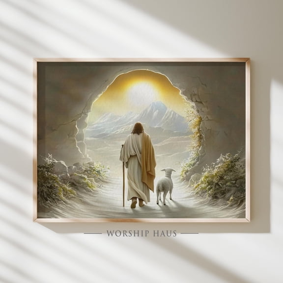 He Leads His Little Ones Christian Jesus With Child Scene Poster Faith Art Lds Religious Decor Warm Present Vintage UNFRAMED Poster Size 24x36