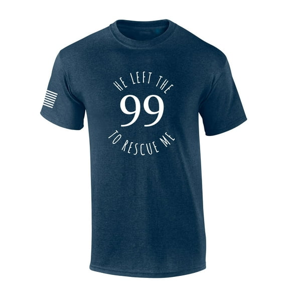 He Left The 99 To Rescue Me Bible Scripture Mens Christan Tshirt Jesus Cross American Flag Short Sleeve T-shirt Graphic Tee-Heather Navy-xxl