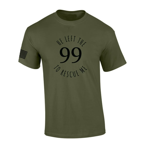 He Left The 99 To Rescue Me Bible Scripture Mens Christan Tshirt Jesus Cross American Flag Short Sleeve T-shirt Graphic Tee-Military Green-5xl