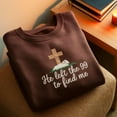 thumbnail image 1 of He Left the 99 to Find Me Embroidered Sweatshirt, Christian, Bible Verse, Religious Lost Sheep, 1 of 5
