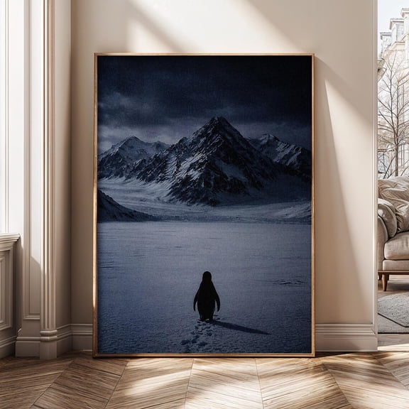 He Lived Penguin Survival Arctic Landscape Motivational Penguin Resilience Mindset Poster