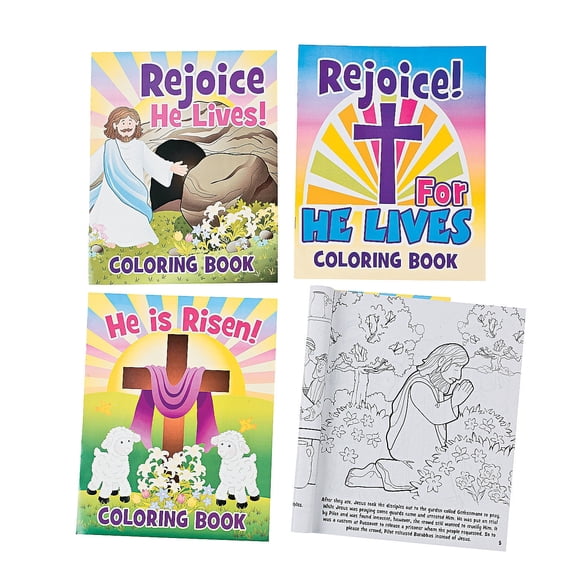 He Lives Coloring Book With Easter Story - Stationery - 12 Pieces