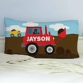 He Loves Construction Personalized Construction Truck Pillowcase
