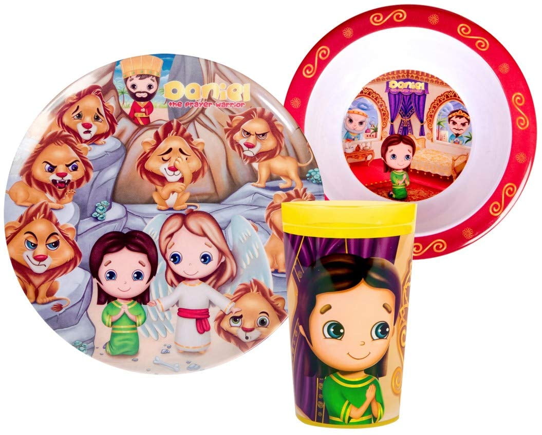 He Loves Me Daniel 3 Piece Mealtime & Dinnerware Kids Gift Set BPA Free