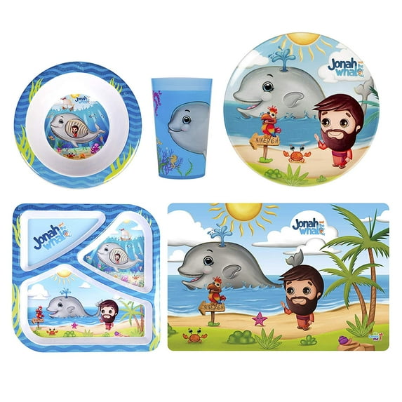 He Loves Me Jonah 5 Piece Mealtime & Dinnerware Kids Set BPA Free