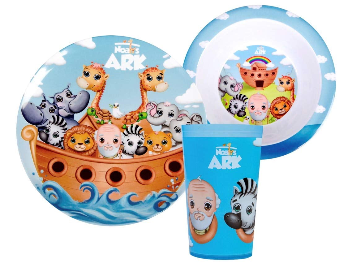 He Loves Me Noah's Ark 3 Piece Mealtime & Dinnerware Kids Gift Set BPA Free