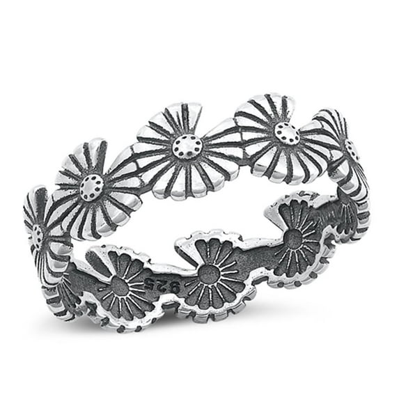 He Loves Me Not Daisy Petals Ring .925 Sterling Silver Band Jewelry Female Male Unisex Size 6